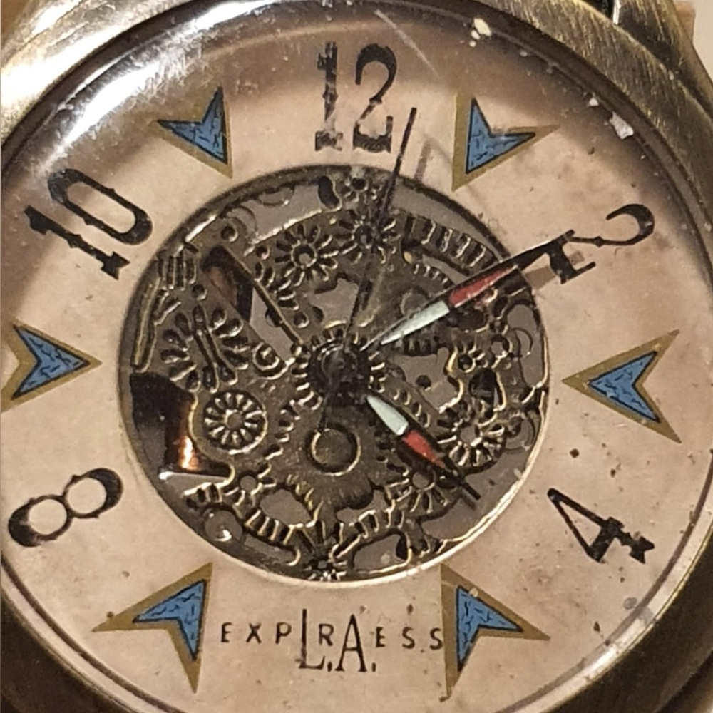 🦋10/$20🦋 LA Express LAX045-136 Bronze Leather Skeleton Women's Watch